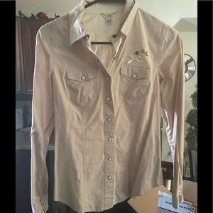 EUC Guess CreamWestern Style Snap Button Down